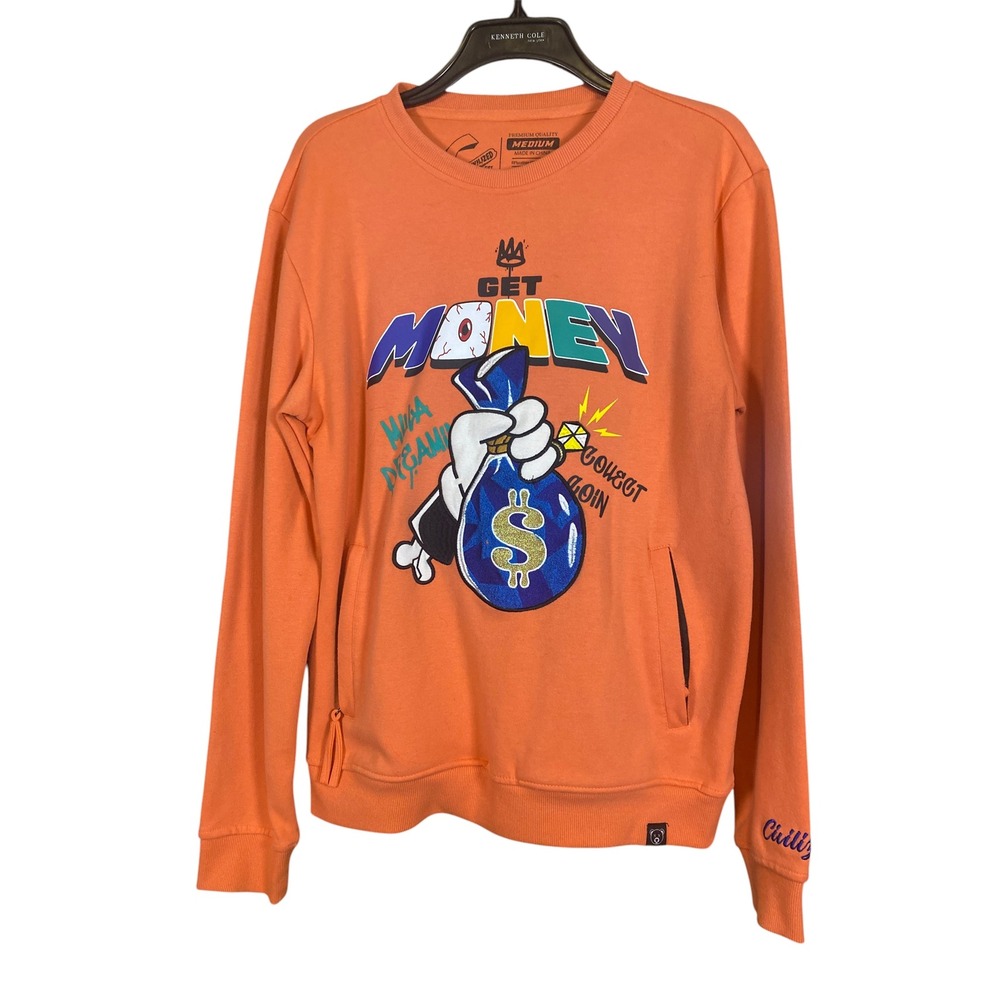 Civilized Sweatshirt Mens Graphic Get Money Orange XL